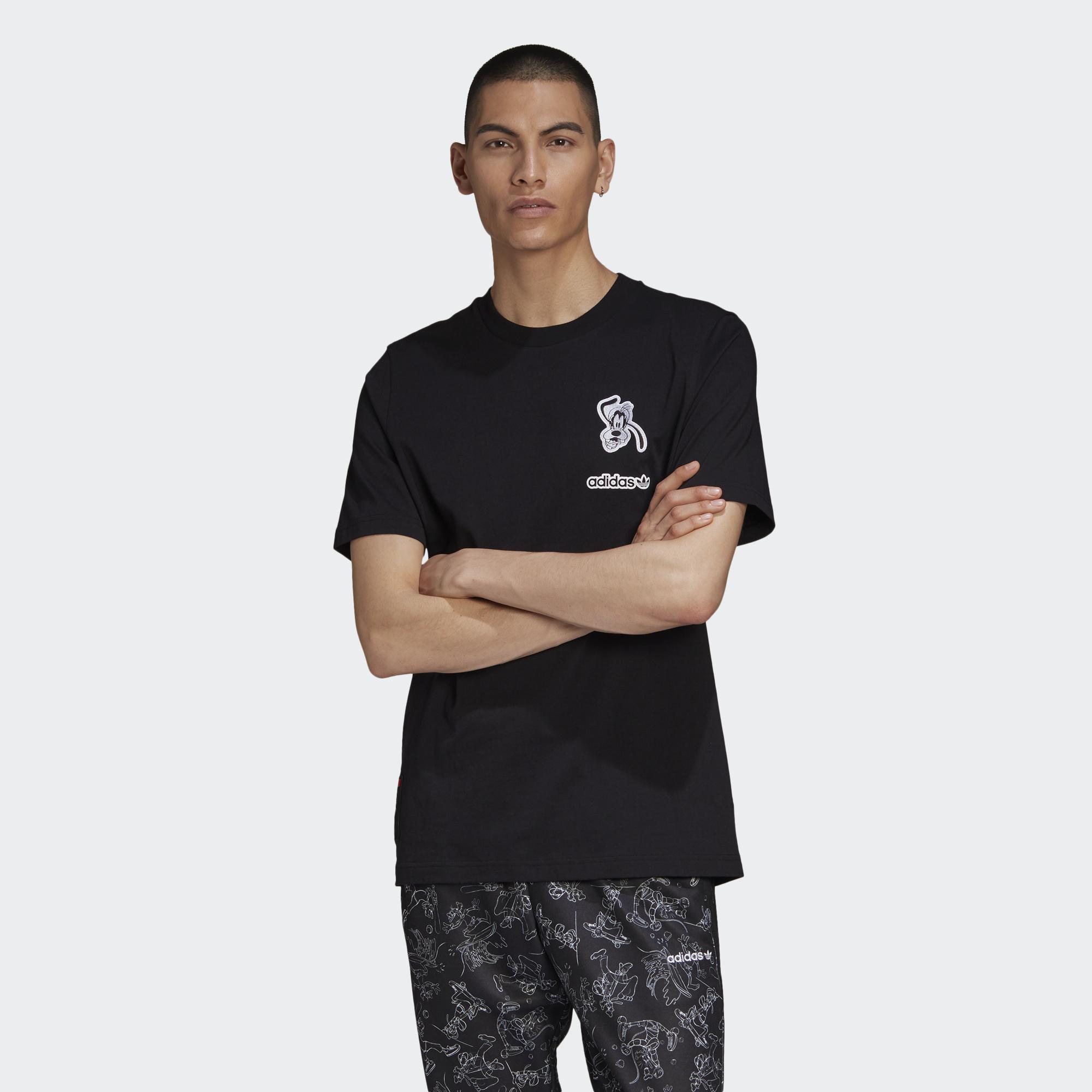【 adidas X DISNEY "GOOFY" TEE 限量聯名電繡短TEE - 黑 】