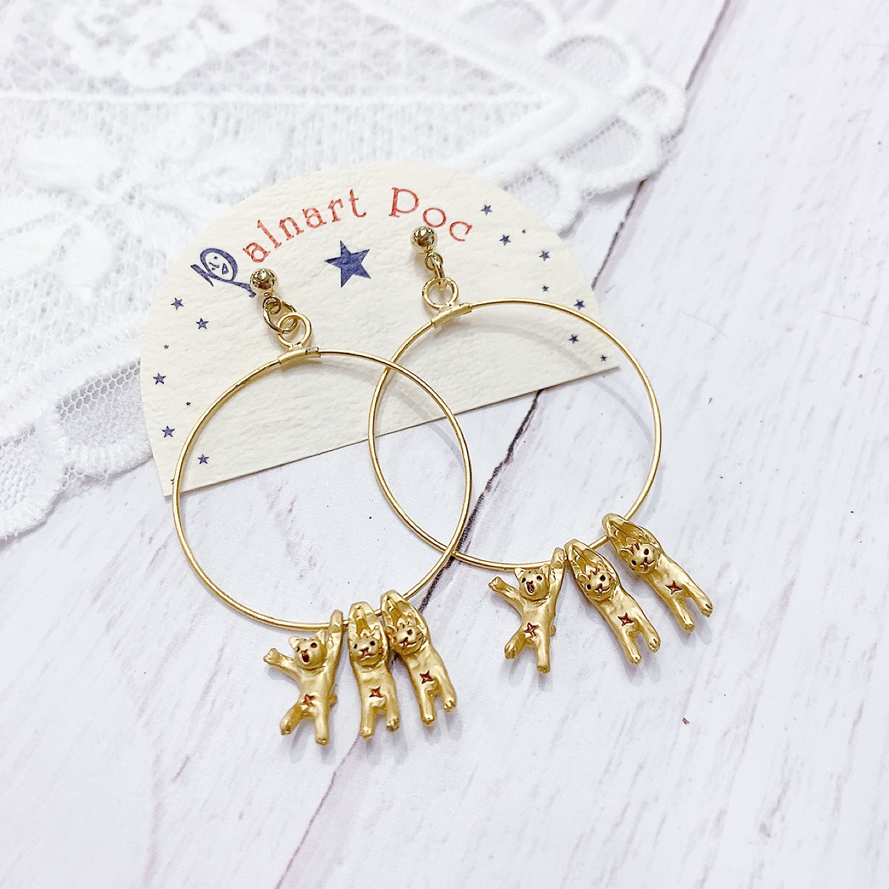 Palnart Poc 三隻頑皮貓耳環