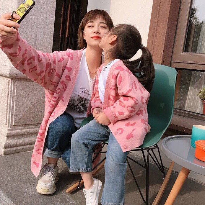 現貨出清 粉紅豹紋針織外套