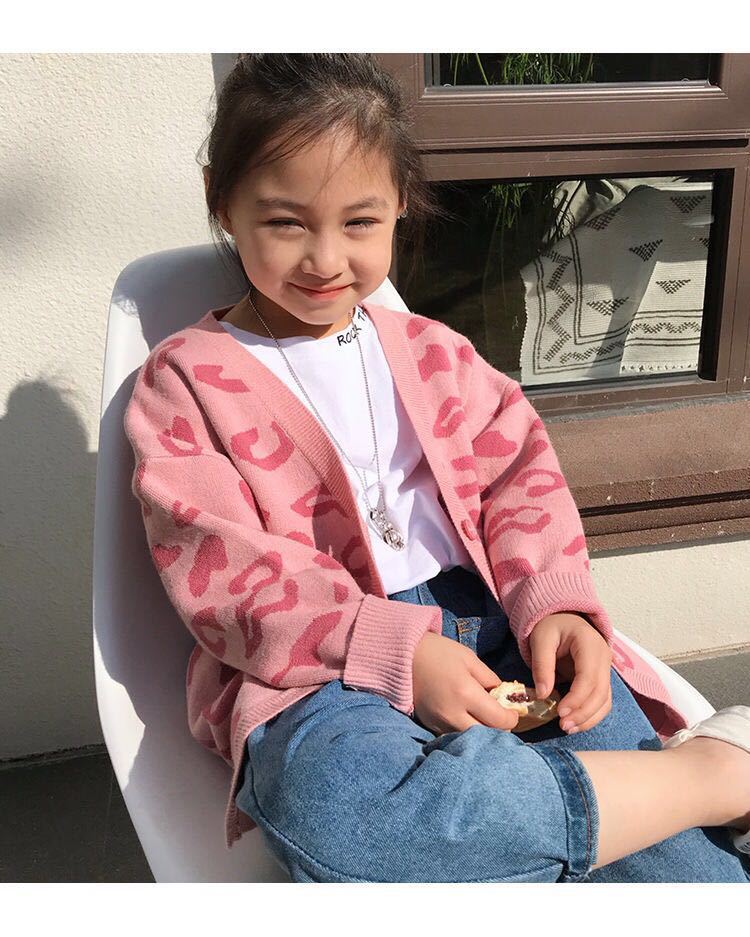 現貨出清 粉紅豹紋針織外套