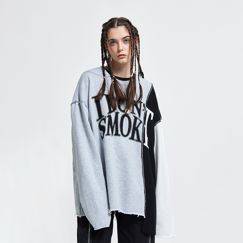 I DON‘T SMOKE 解構 拼接 大學T DONSMOKE Don’t Smoke