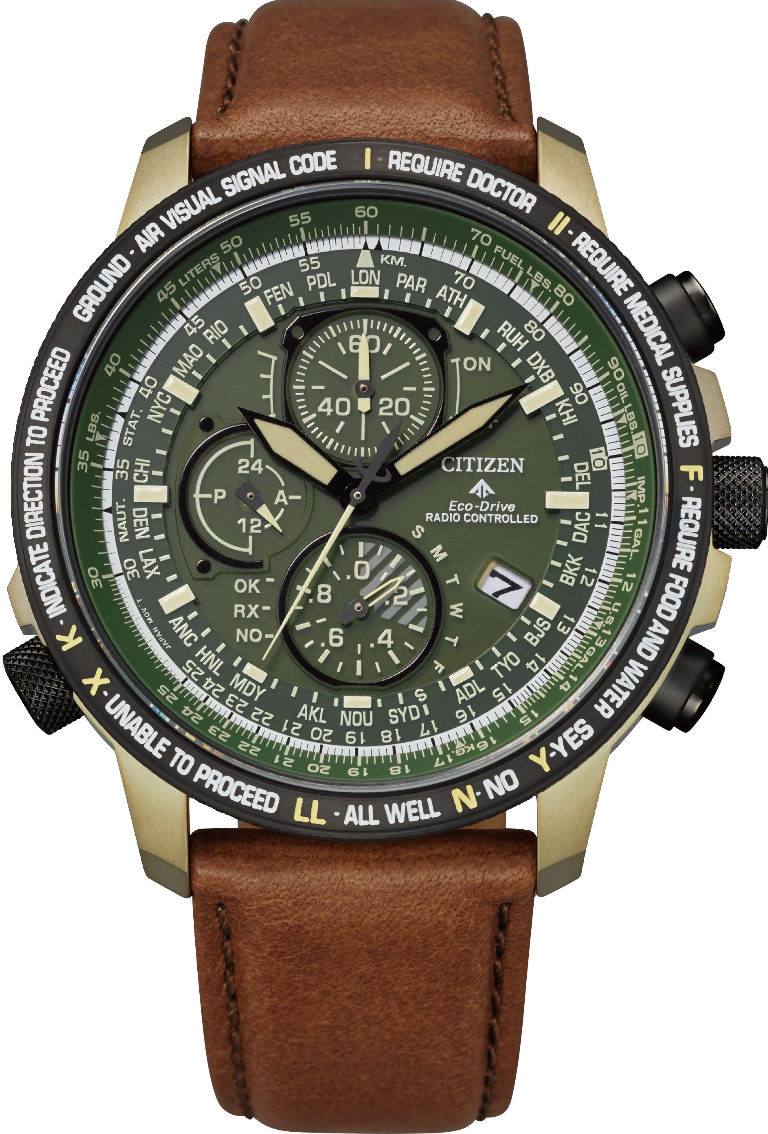 萬年鐘錶 - Citizen 星辰錶  世界時間 電波對時 鈦金屬男錶  AT8194-11X  錶徑44.3MM