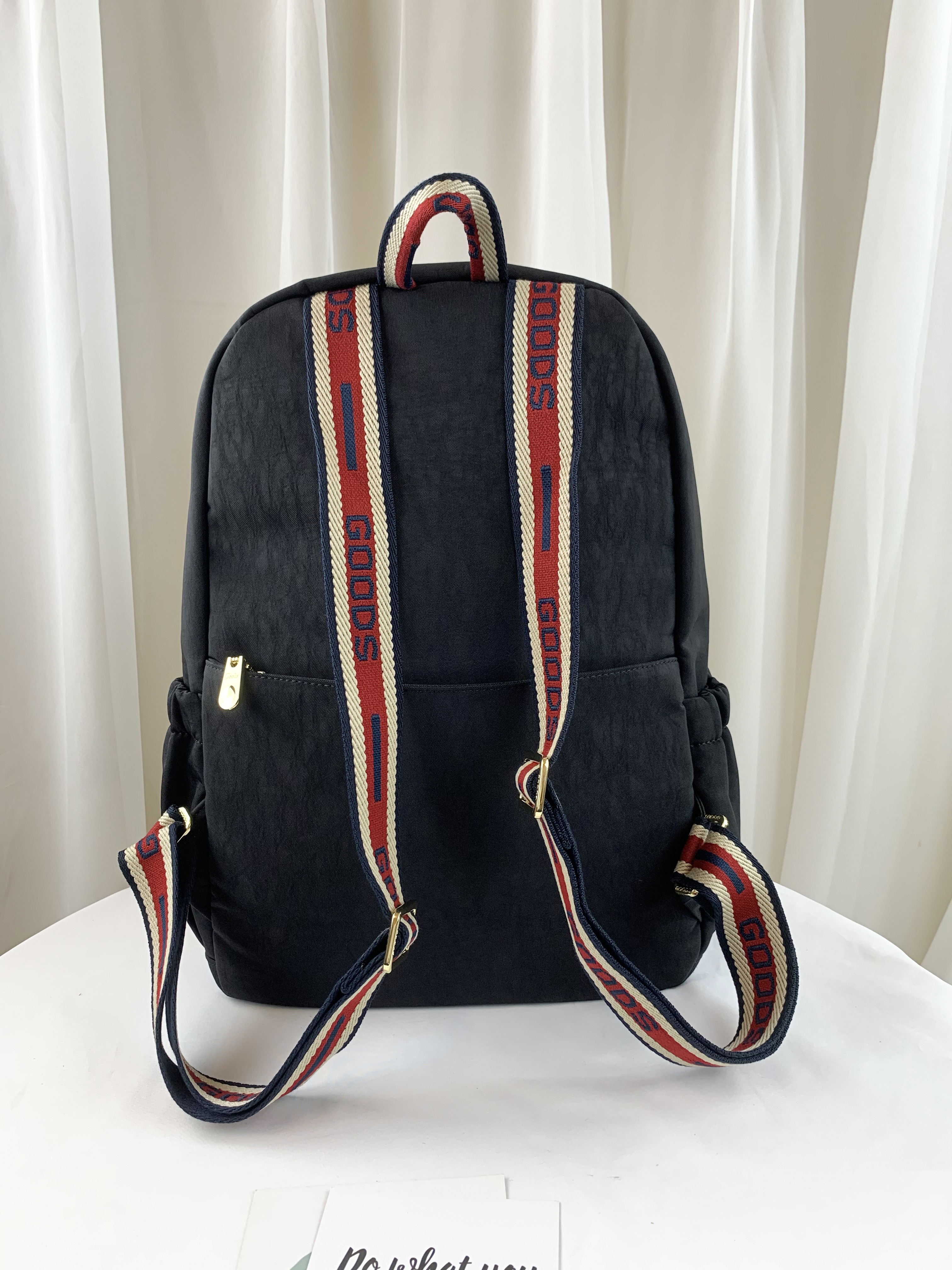 GOODS 織帶黑 運動風防潑水後背包 附小熊吊飾 #2627