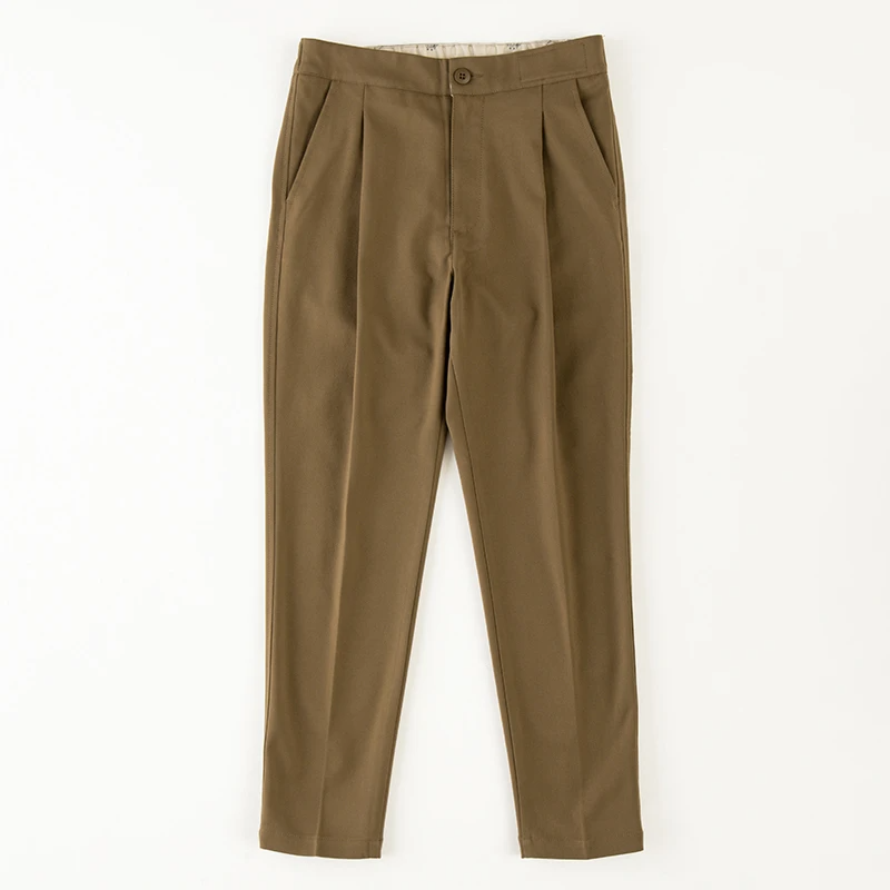 UNIVERSAL OVERALL DRESS TROUSER 沙色 灰色 小標 窄管 打摺 西裝褲 女款【U2032601】