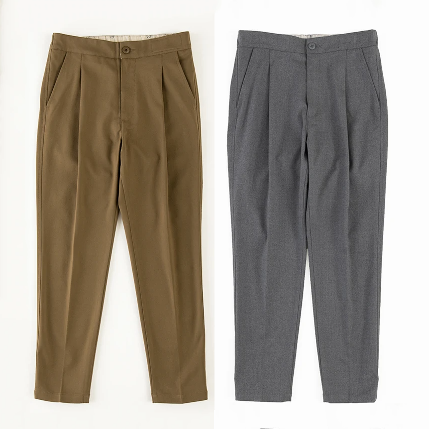 UNIVERSAL OVERALL DRESS TROUSER 沙色 灰色 小標 窄管 打摺 西裝褲 女款【U2032601】