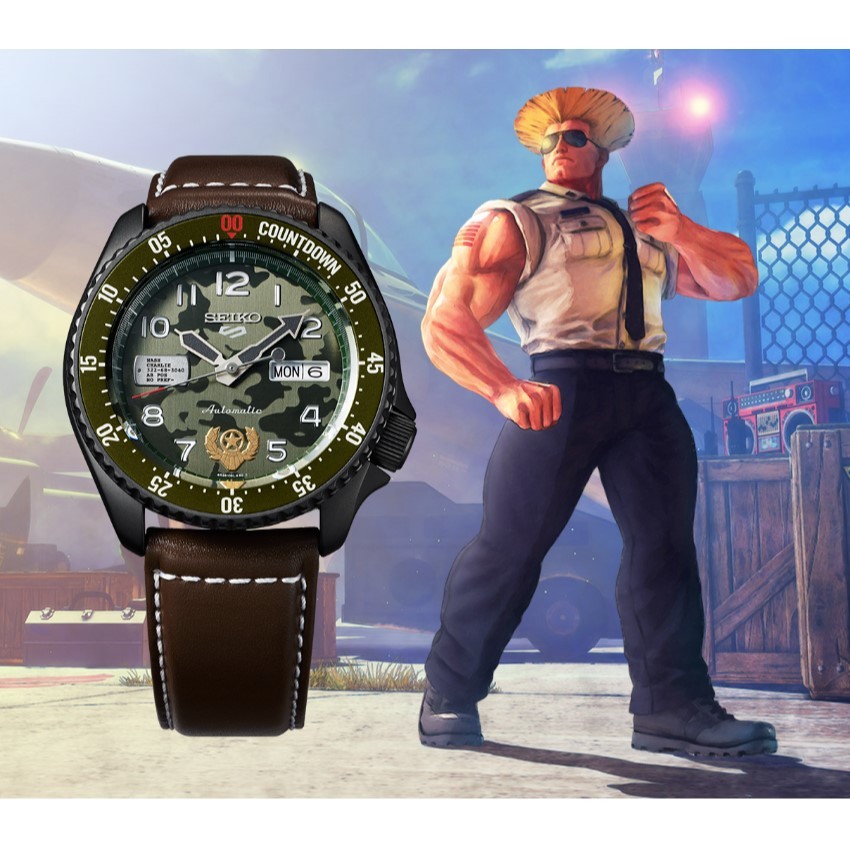 Seiko 5系列 X 街頭霸王 V 自動機械手錶 日本版 SBSA081 Guile