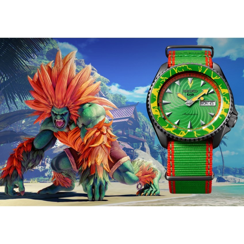 Seiko 5系列 X 街頭霸王 V 自動機械手錶 日本版 SBSA083 Blanka