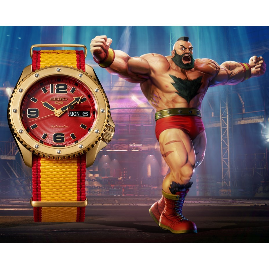 Seiko 5系列 X 街頭霸王 V 自動機械手錶 日本版 SBSA084 Zangief