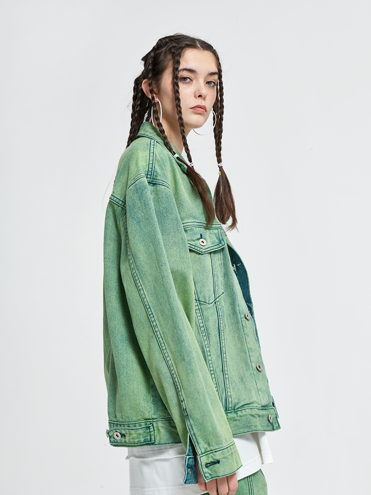 I DON‘T SMOKE 炒茶色 做舊 工作 街頭 牛仔外套 DONSMOKE Don’t Smoke