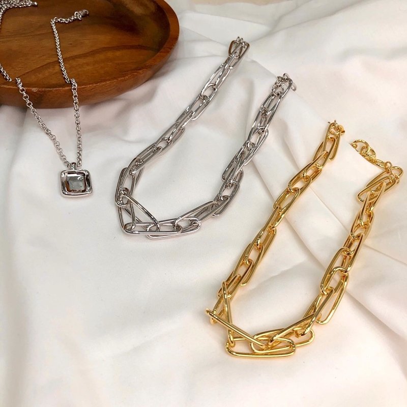 歐美鏈條短項鍊。兩色