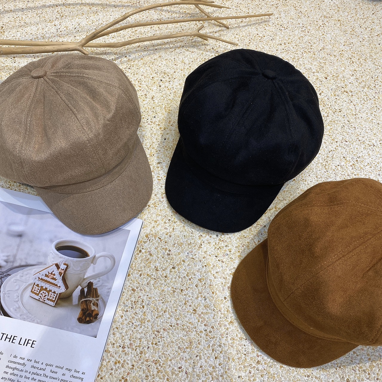 韓版麂皮報童帽/三色