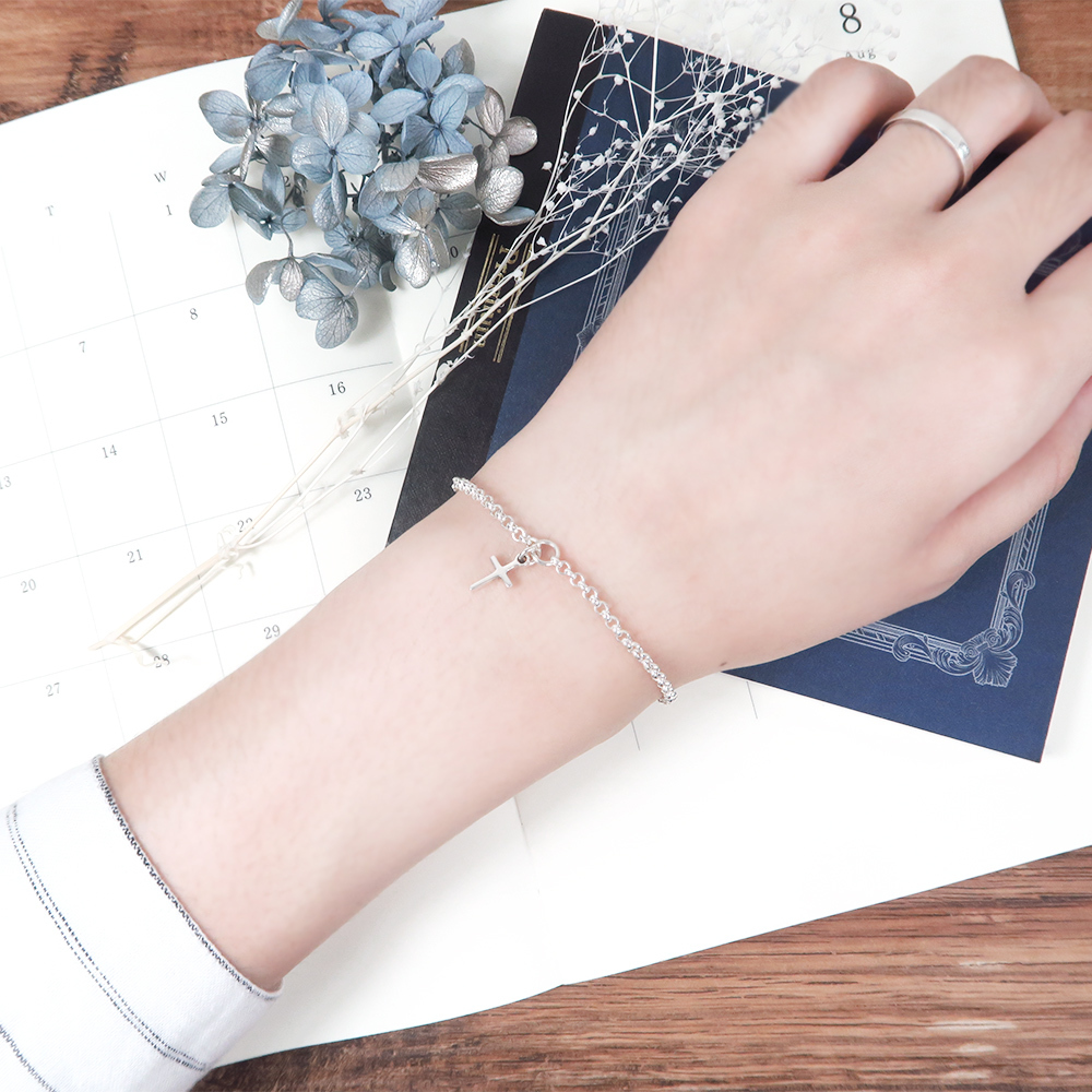 迷你十字架手鍊  925純銀女生手鍊