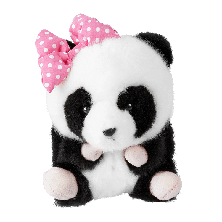 Girl Panda with Pink Ribbon Bean Bag Plush