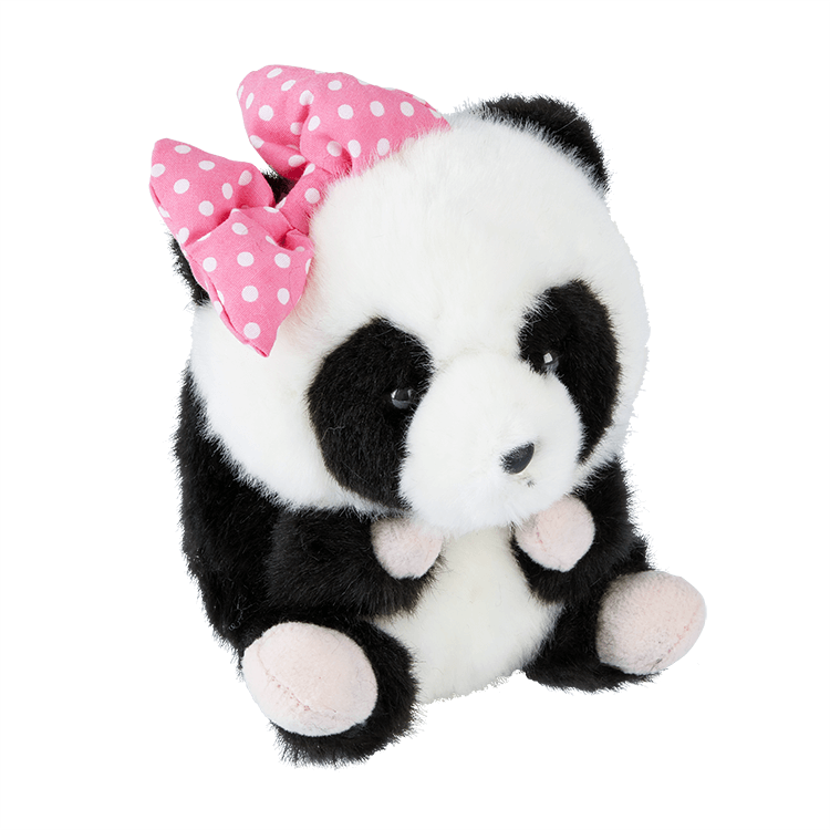 Girl Panda with Pink Ribbon Bean Bag Plush