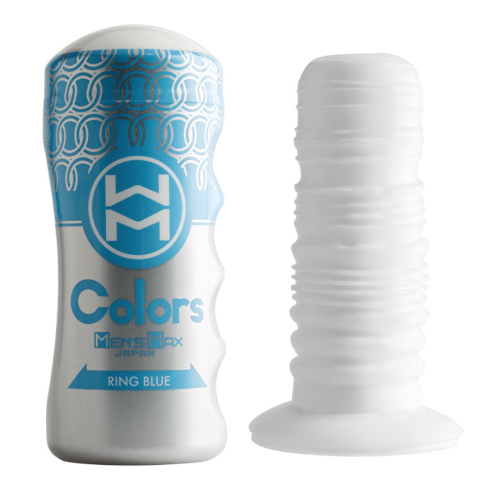 〔日本原裝進口〕 MEN'S MAX 《COLORS 系列》超真空快感吸啜體驗飛機杯 （RING BLUE / 藍色指環 / 多環式連環刺激）
