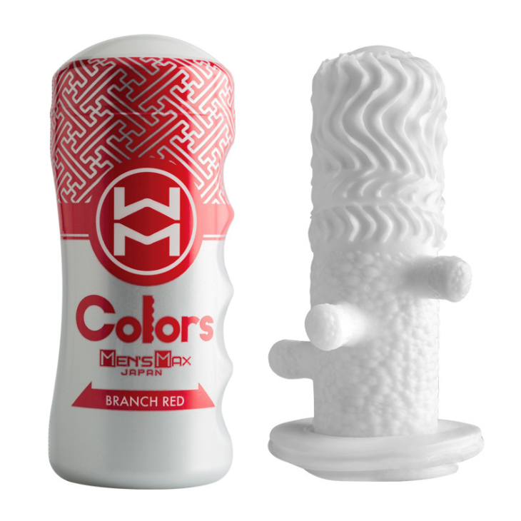 〔日本原裝進口〕 MEN'S MAX 《COLORS 系列》超真空快感吸啜體驗飛機杯 （BRANCH RED / 紅色節點 / 多圓點分岔刺激）