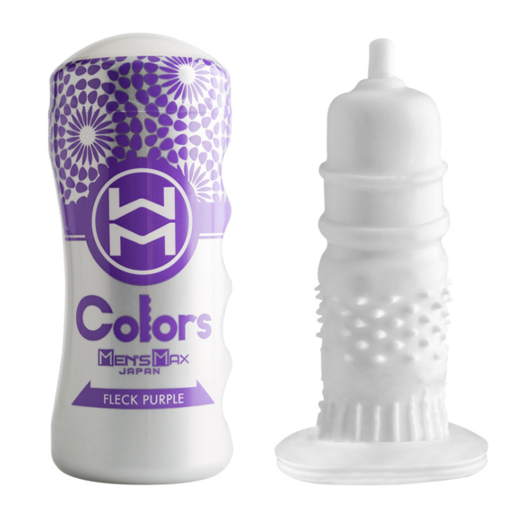 〔日本原裝進口〕 MEN'S MAX 《COLORS 系列》超真空快感吸啜體驗飛機杯 （FLECK PURPLE / 紫色點點 / 多凸點窄感刺激）