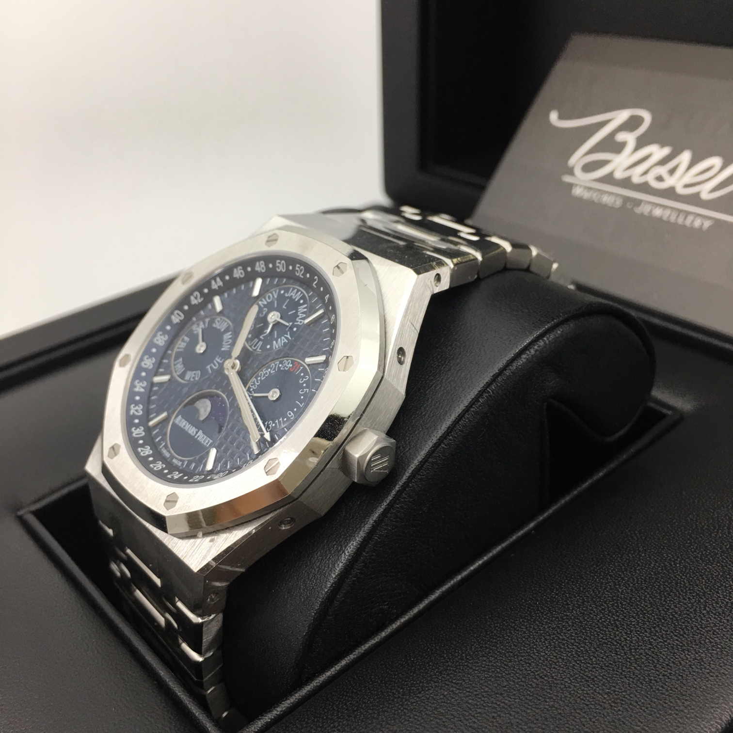BRAND NEW AUDEMARS PIGUET 26574ST BLUE ROYAL OAK PERPETUAL CALENDAR STEEL