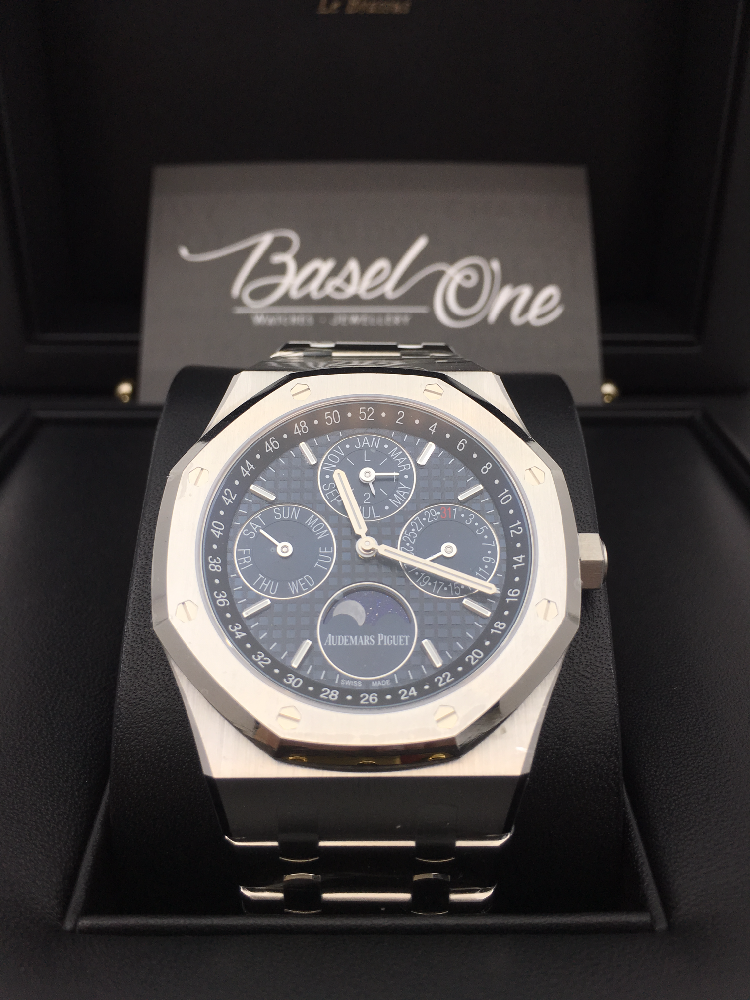 BRAND NEW AUDEMARS PIGUET 26574ST BLUE ROYAL OAK PERPETUAL CALENDAR STEEL