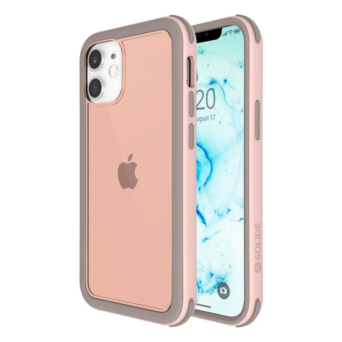 iPhone 12 台灣 SOLiDE Venus 粉灰 玩色抗菌軍規防摔手機殼（香港行貨）