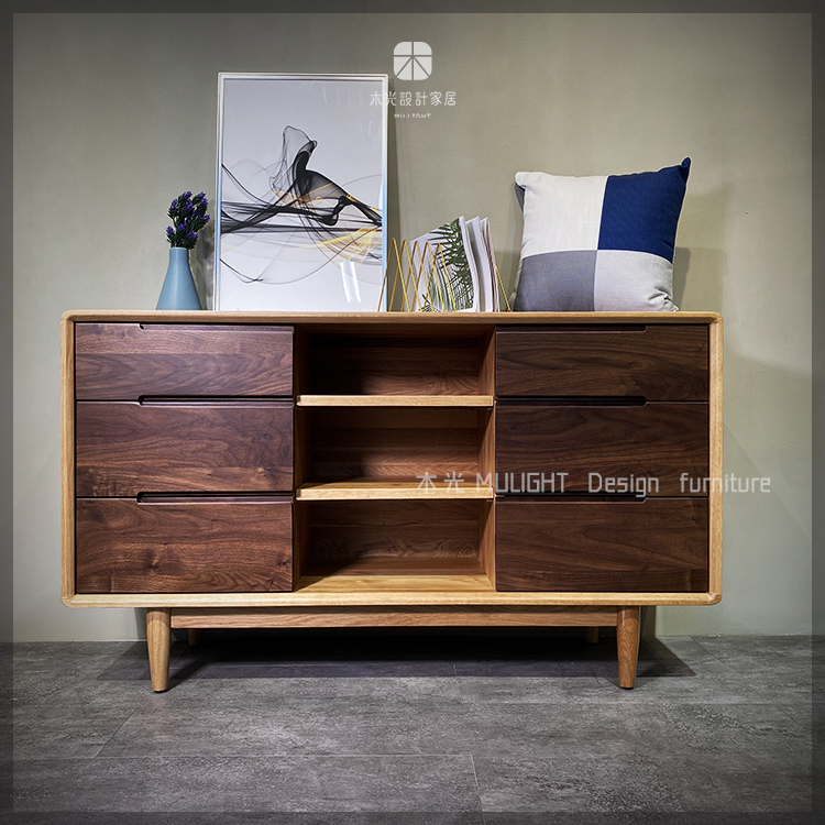 絕美雙色全實木收納餐櫃 |可訂製