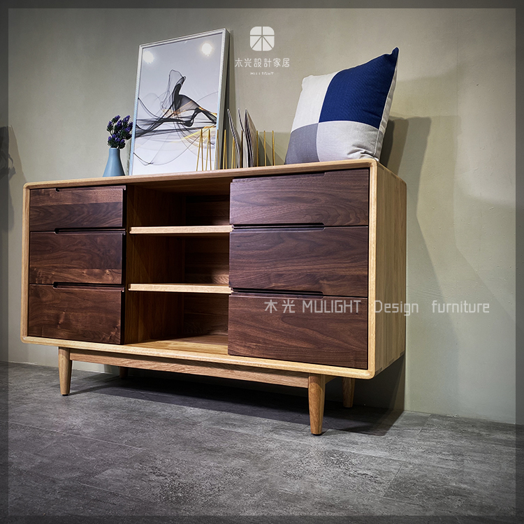 絕美雙色全實木收納餐櫃 |可訂製