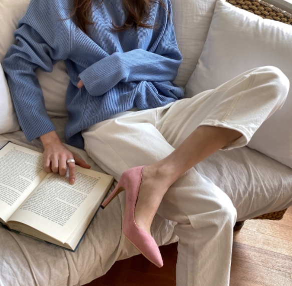 高質感 麂皮跟鞋(6cm /8cm /10cm)(橘/ 裸/ 藍/ 紅/ 黑/ 黃/ 咖啡/ 灰/ 淺粉)