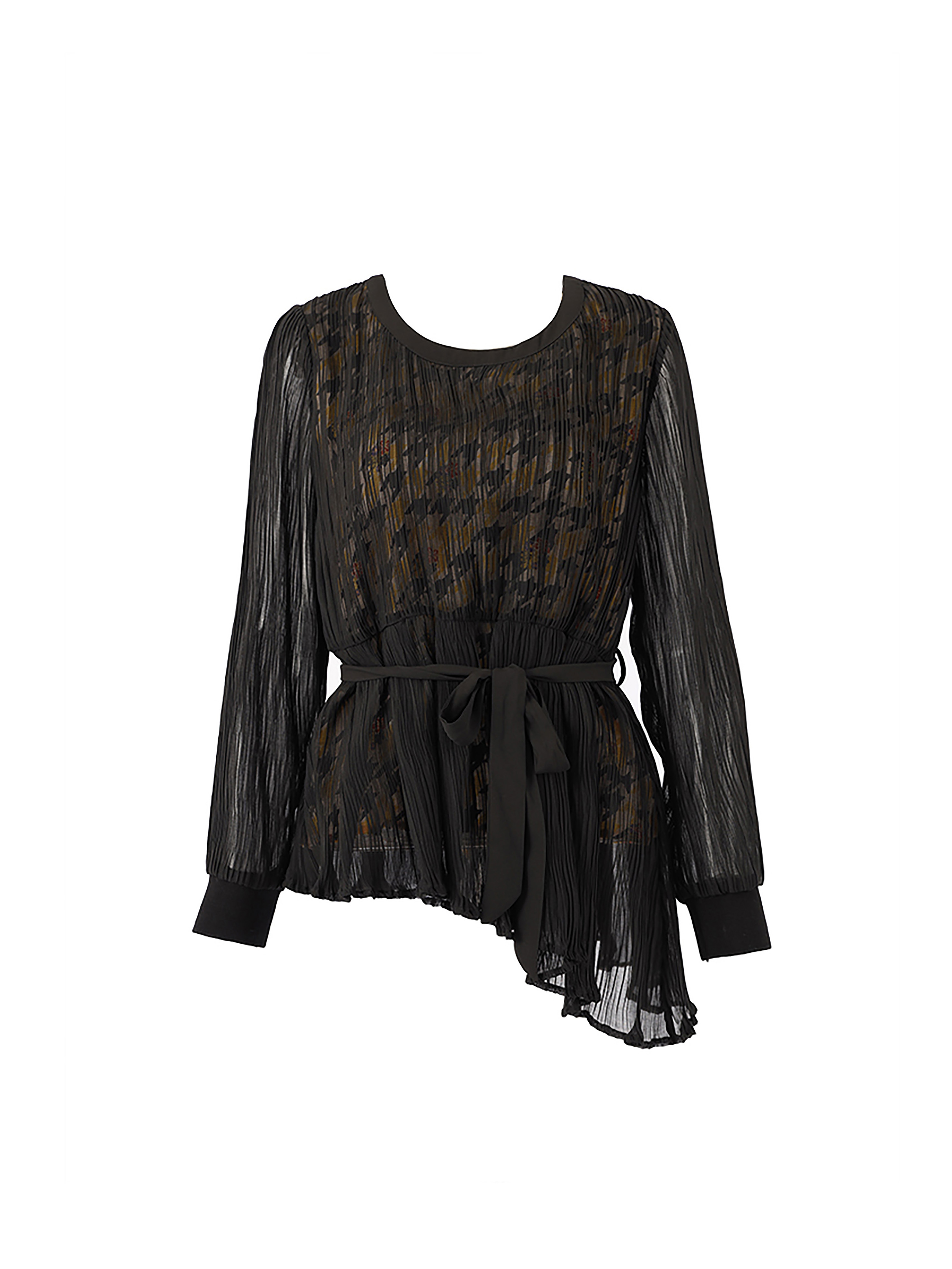 mi-tu chiffon pleated long sleeves top