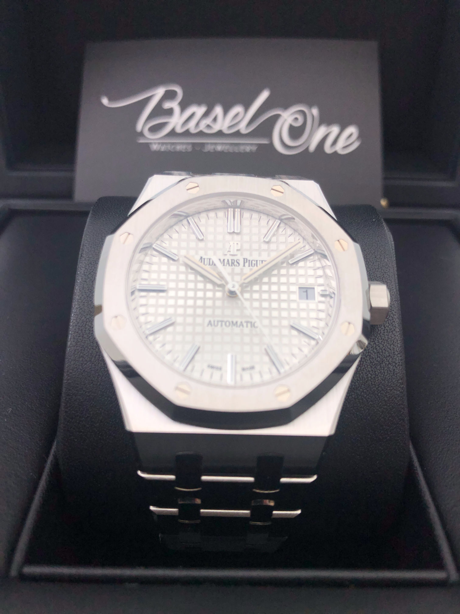 BRAND NEW AUDEMARS PIGUET 15450st 15450 WHITE ROYAL OAK SELFWINDING STAINLESS STEEL 37mm