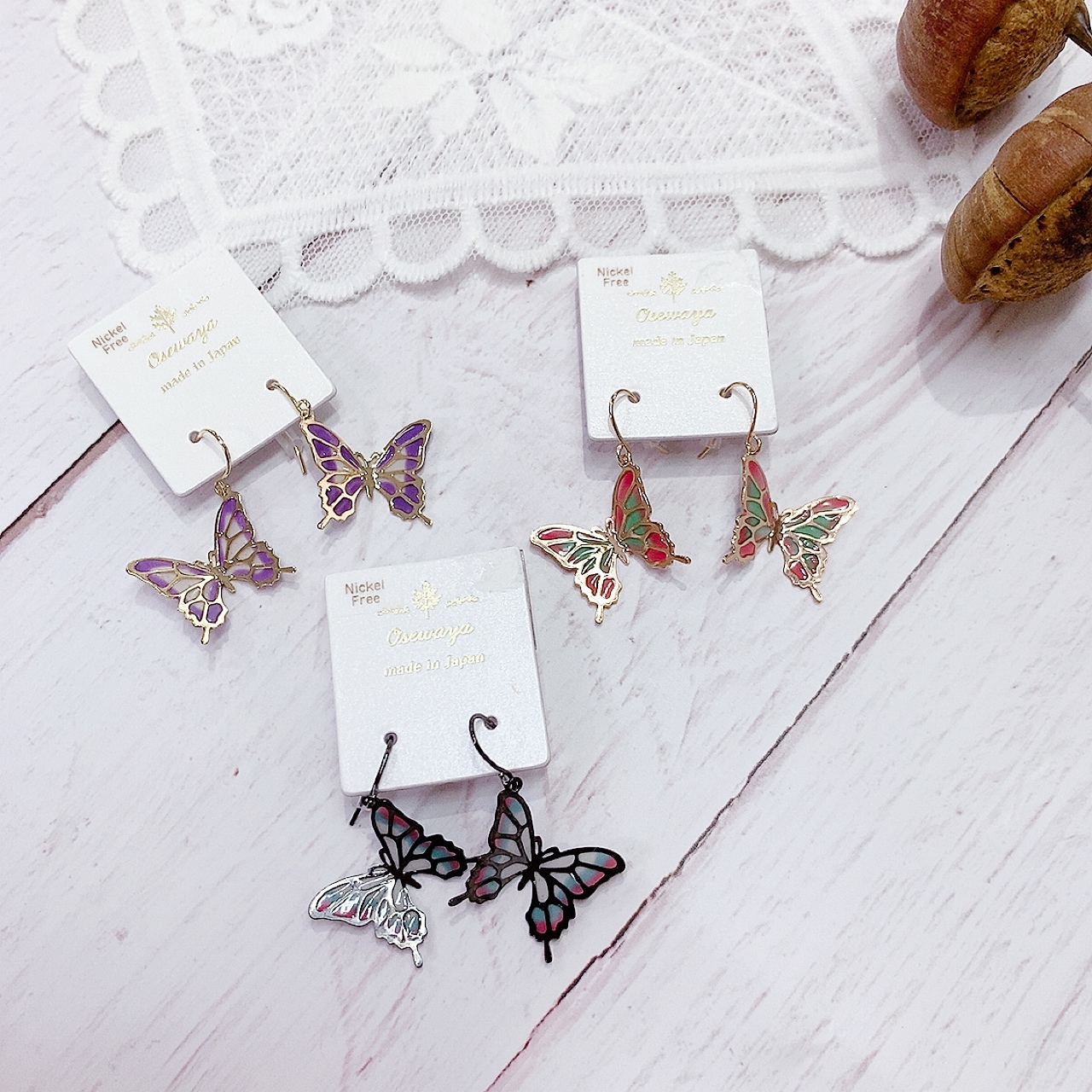 [日本制]  蝴蝶耳環 (防敏感)