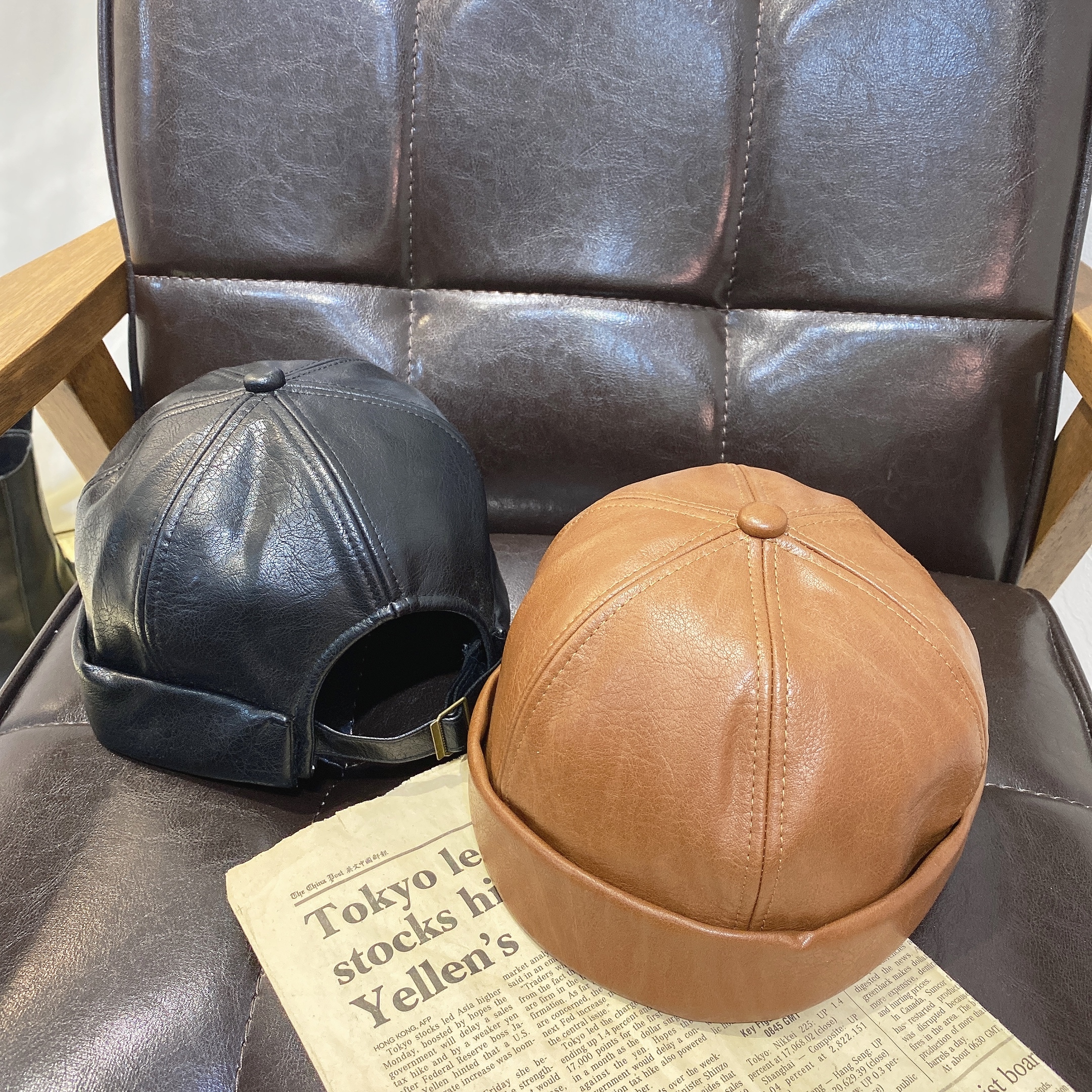 經典皮革水兵帽/兩色