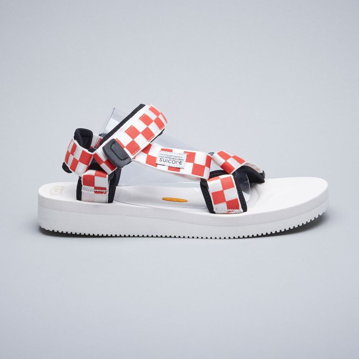 [出清商品售出無退換] SUICOKE DEPA-V2 CHK VIBRAM 白紅 棋盤格 涼鞋 黃金大底【SK19022V2CHRD】