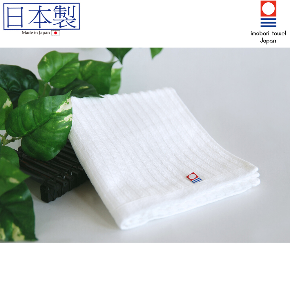 日本今治白色條紋長毛巾 33x75 (日本製)