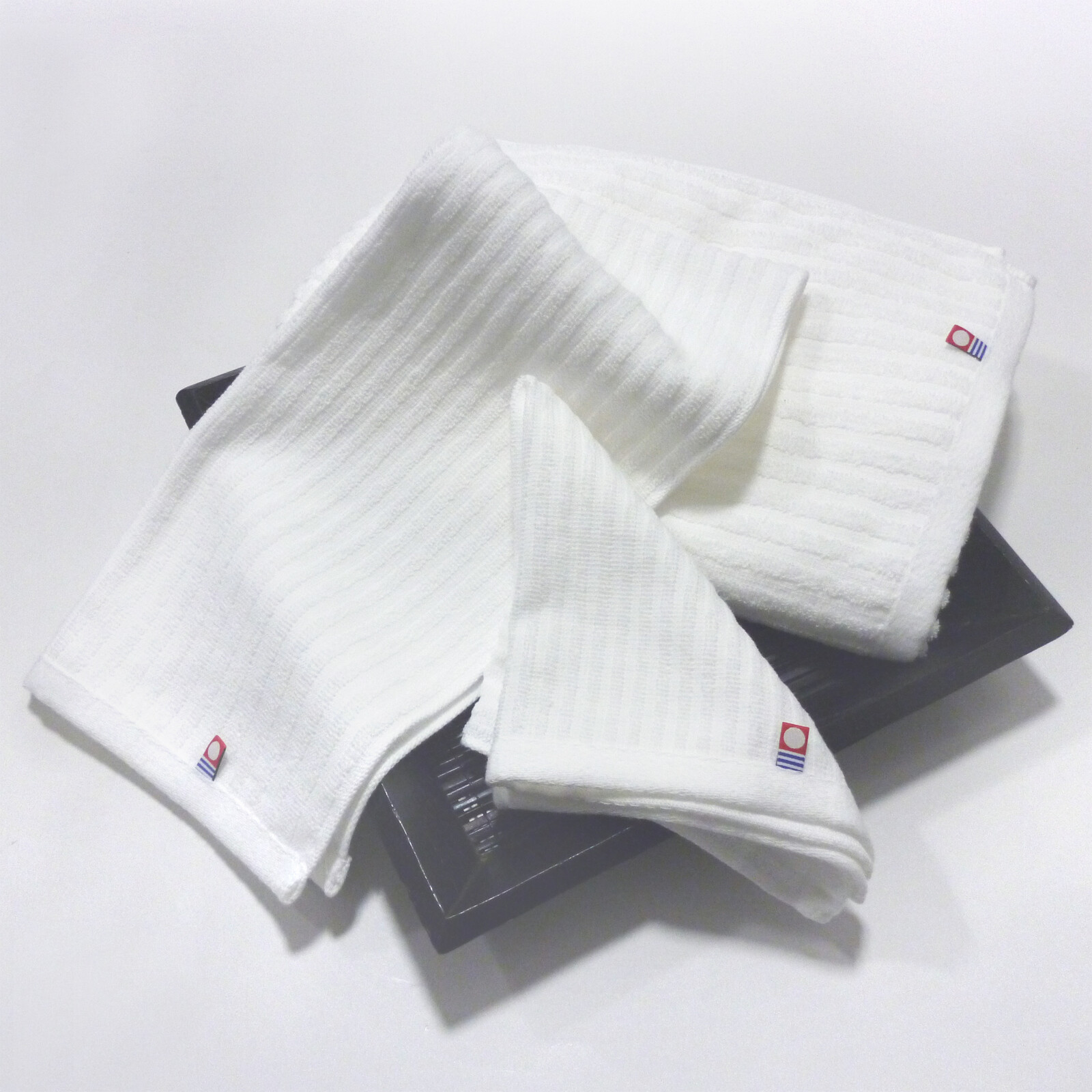 日本今治白色條紋長毛巾 33x75 (日本製)