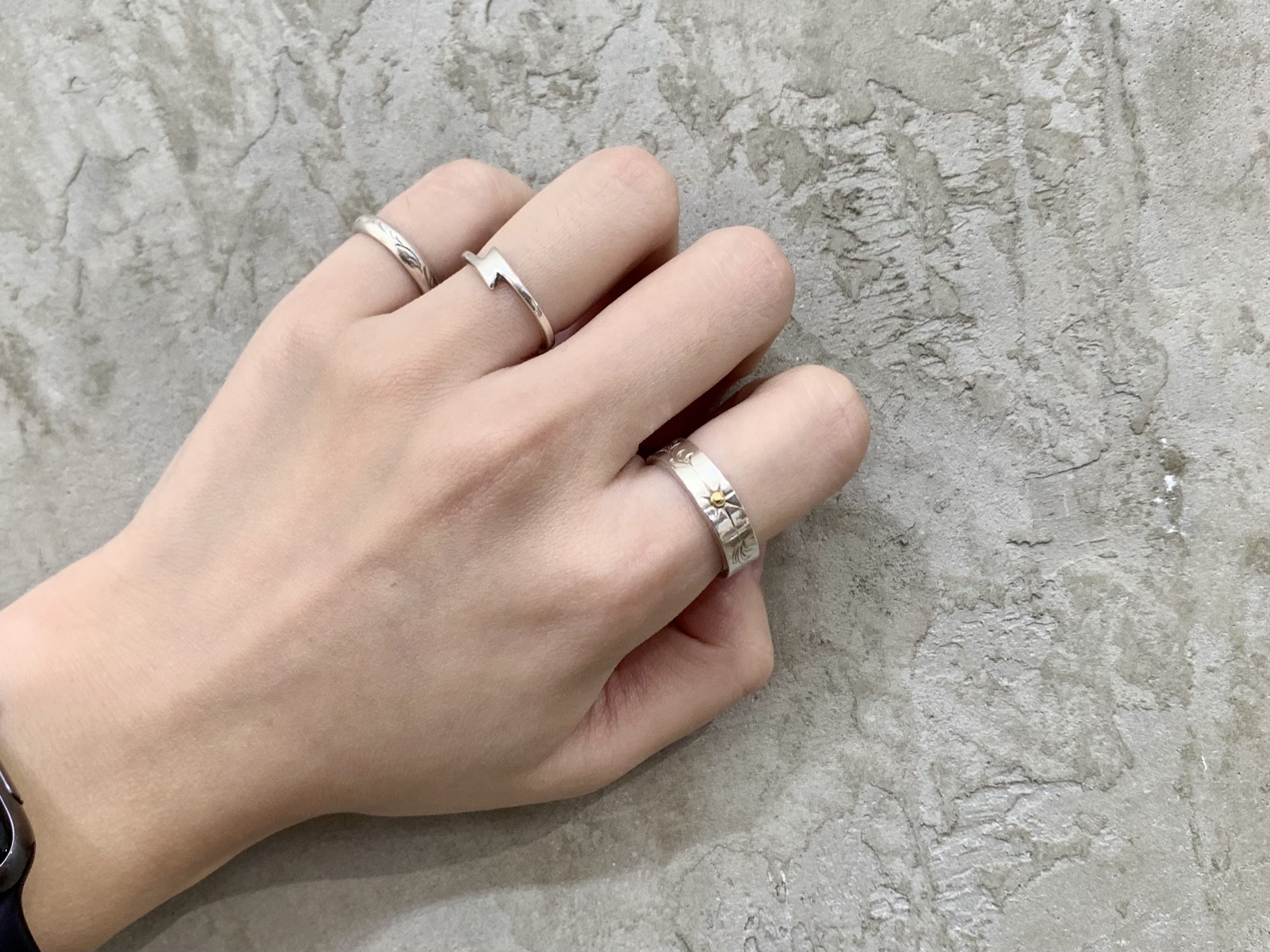 5mm K18 太陽/蔓藤花紋戒指