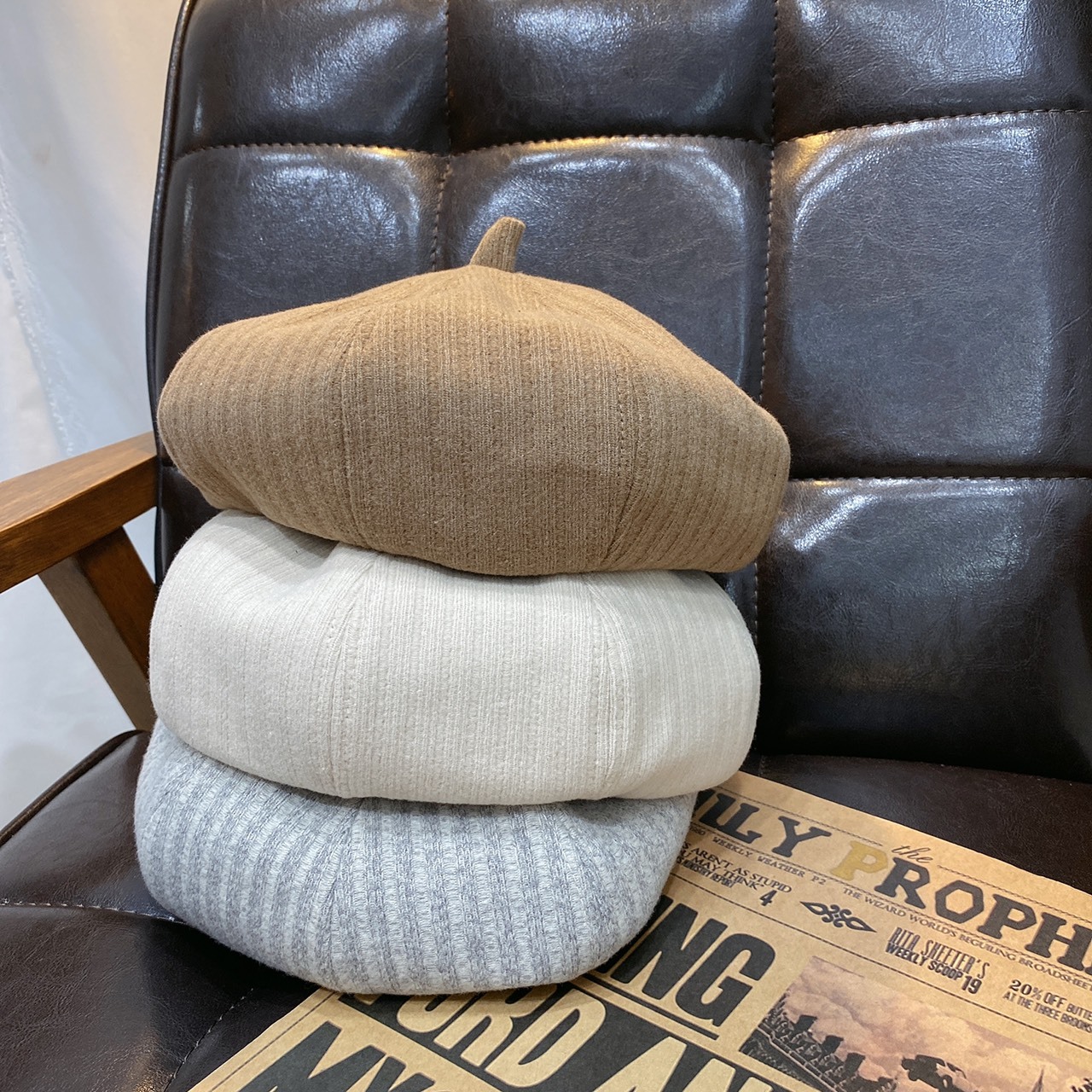 微坑條貝雷帽/四色