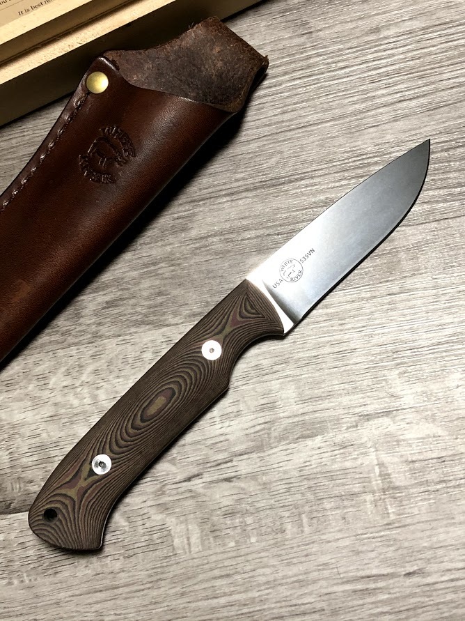 White River Knives Small Game Knife Natural Burlap Micarta hunting knife,  Owen Baker Jr. design