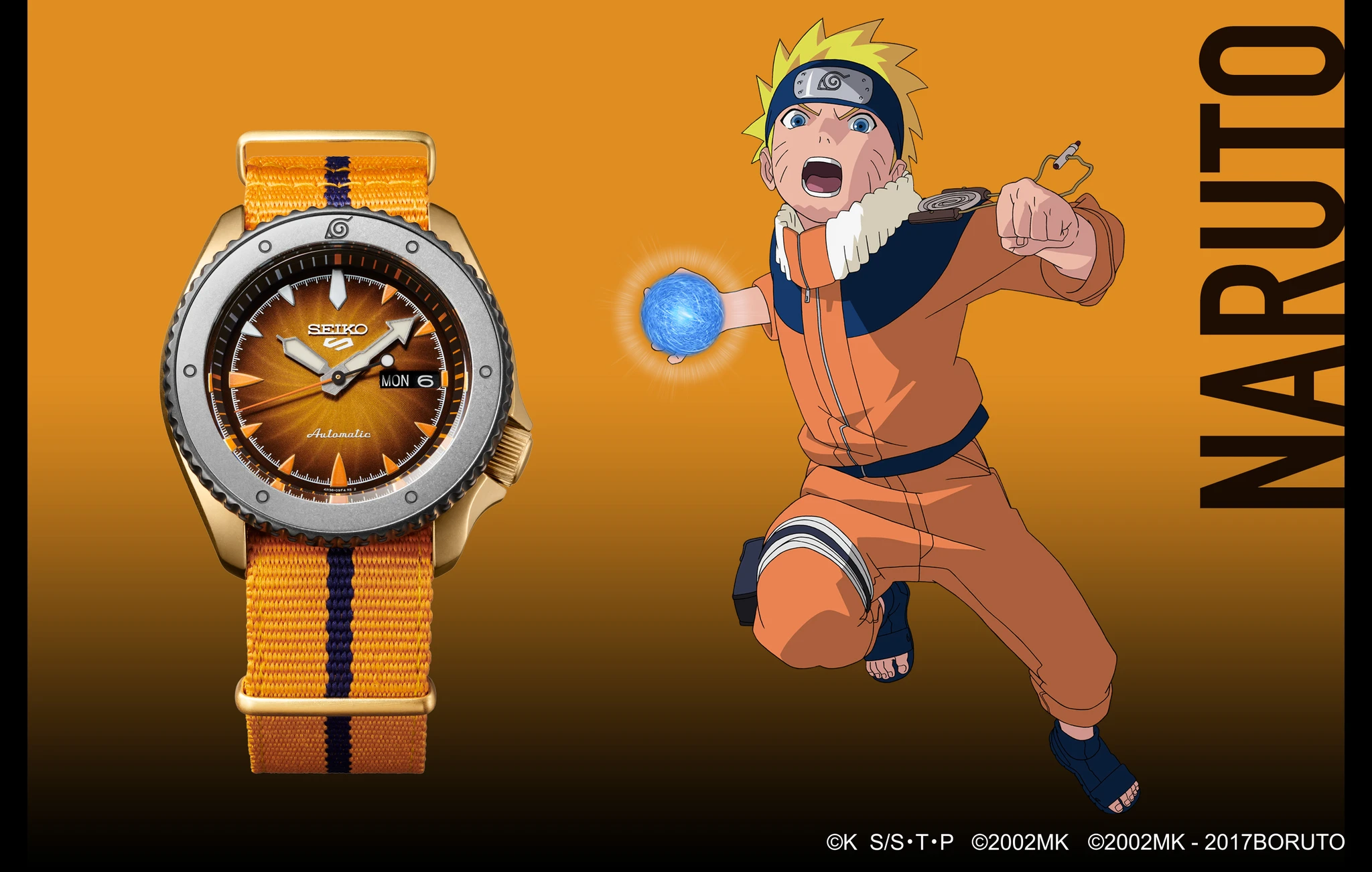 萬年鐘錶 - SEIKO  5 Sports  聯名 火影忍者  BORUTO  - 鳴人 機械男錶   SRPF70K1 / 4R36-10B0O  錶徑42.5MM