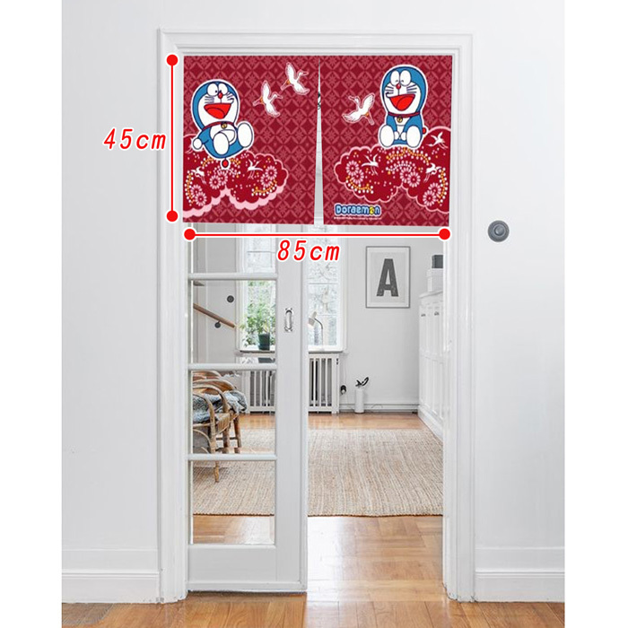 哆啦a夢卡通門簾(85x45cm)_丹頂鶴紅