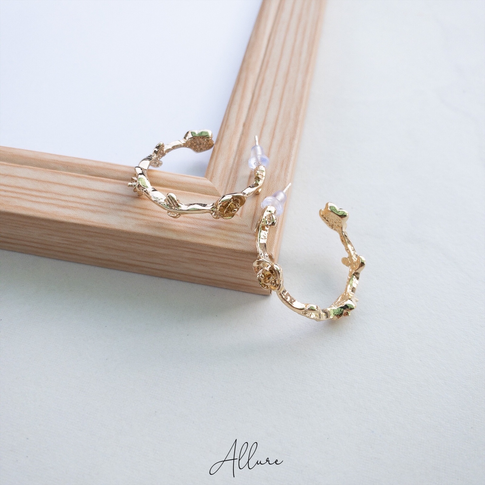 肆玥xAllure復古玫瑰花圓圈耳環