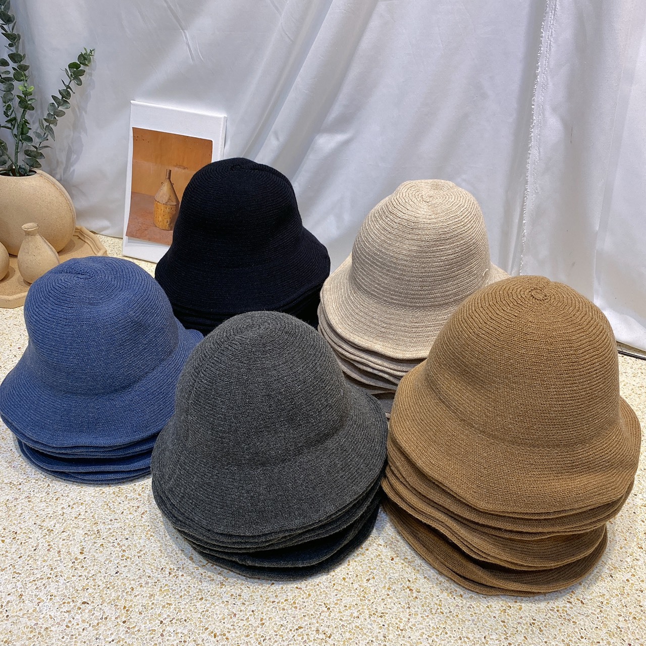 溫暖色針織漁夫帽/五色