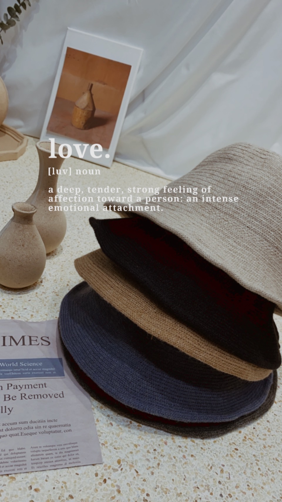 溫暖色針織漁夫帽/五色