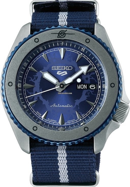 萬年鐘錶 - SEIKO  5 Sports  聯名 火影忍者  BORUTO  - 佐助 機械男錶  SRPF69K1 / 4R36-09F0B 錶徑42.5MM