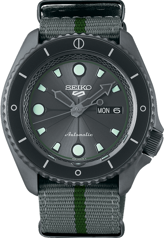 萬年鐘錶 - SEIKO  5 Sports  聯名 火影忍者   鹿丸 機械男錶 4R36-​09G0H / SRPF75K1 錶徑42.5MM