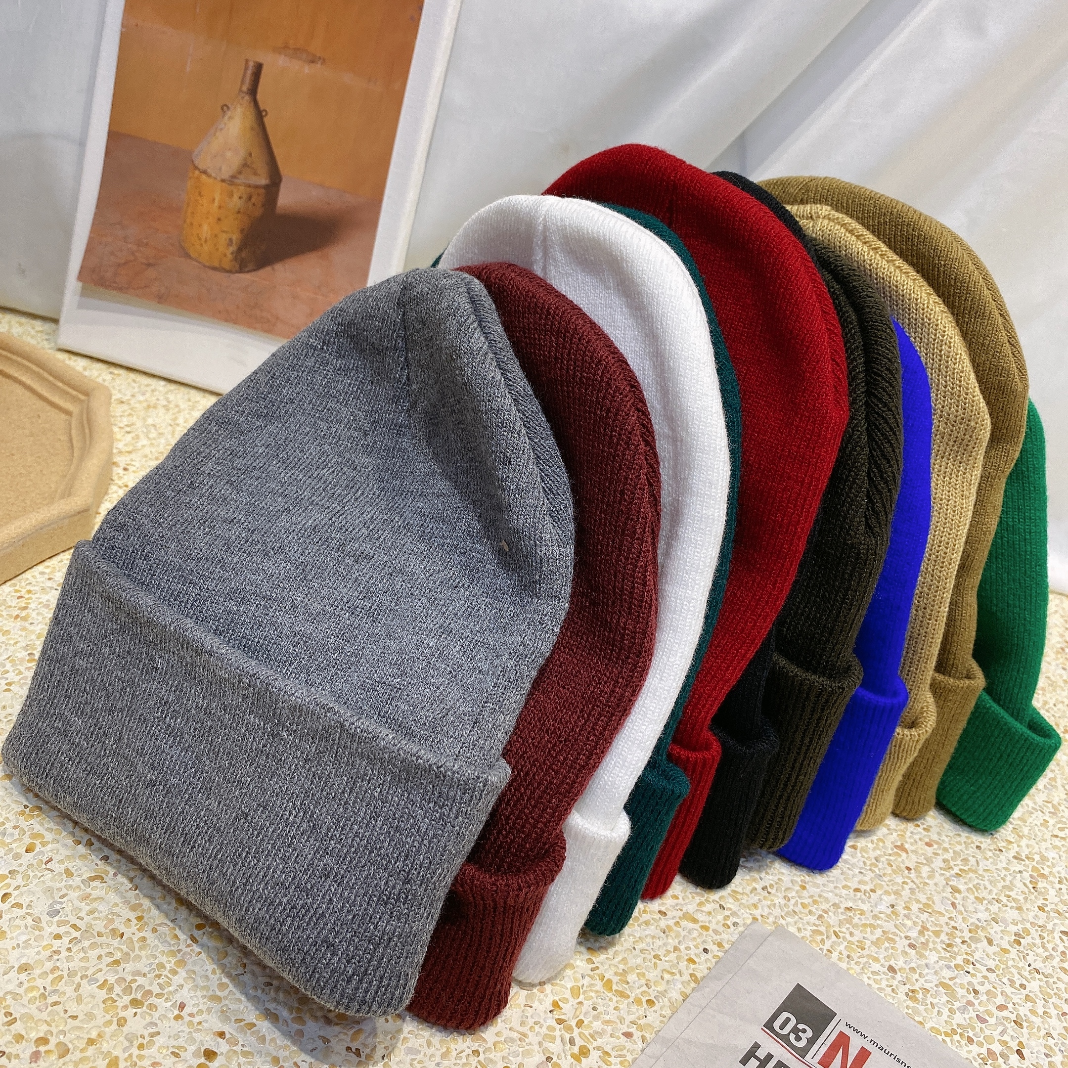 素面長版毛帽/可反折