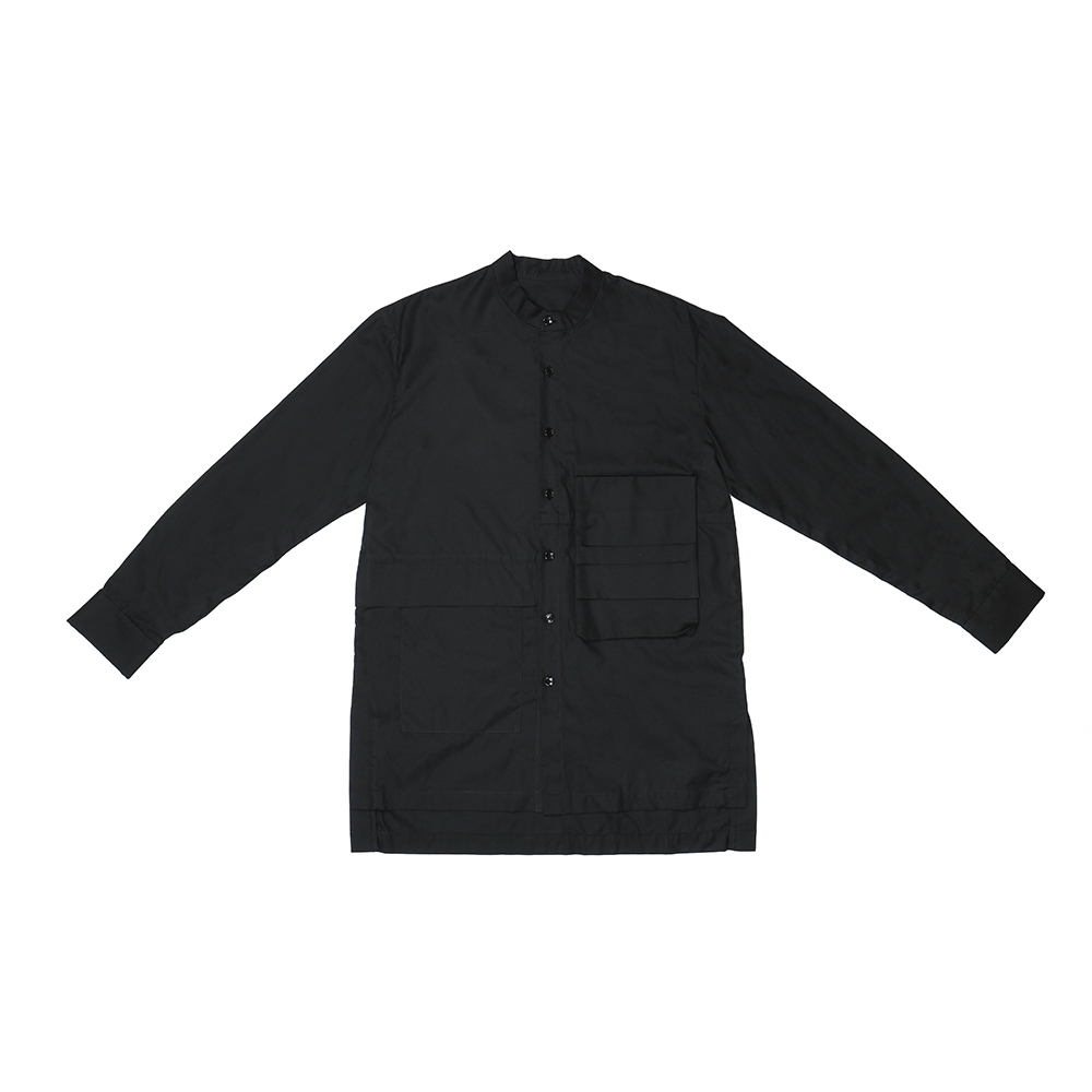 立體口袋長襯衫 - 黑