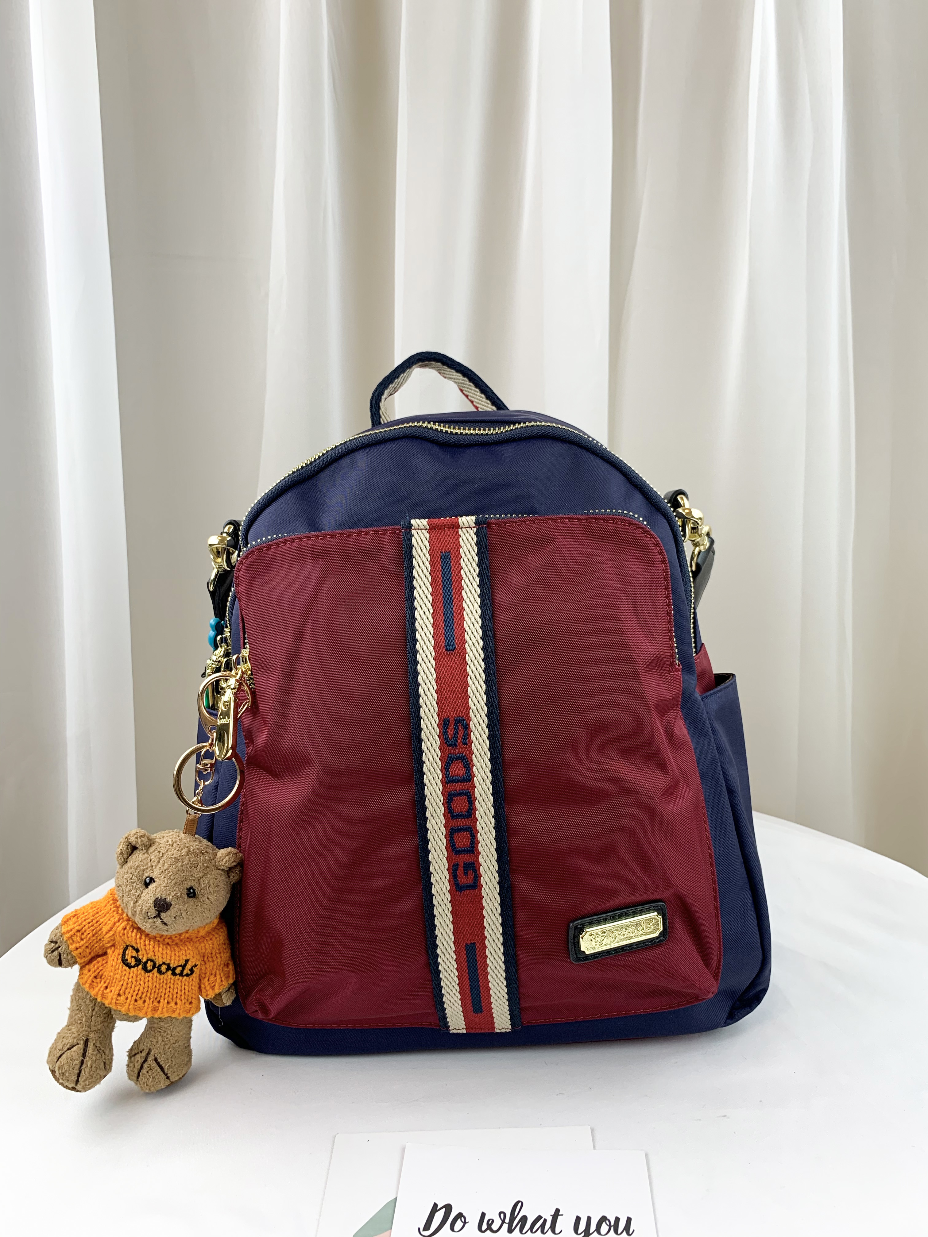 GOODS 織帶藍紅 尼龍防潑水運動風後背包  #2669