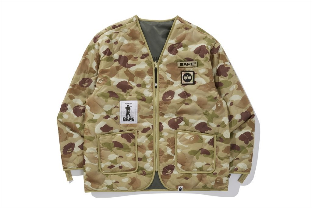 2020AW BAPE APE ALPHA INDUSTRIES REVERSIBLE INNER JACKET 無領 外套 雙面穿 現貨