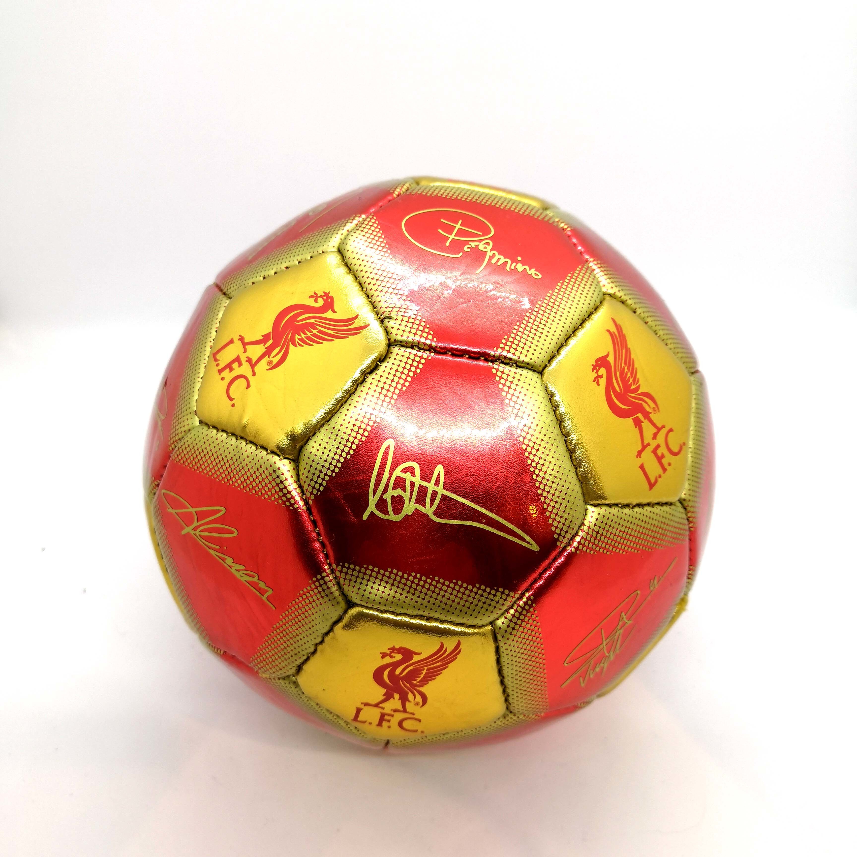 利物浦紅金色球星簽名1號足球