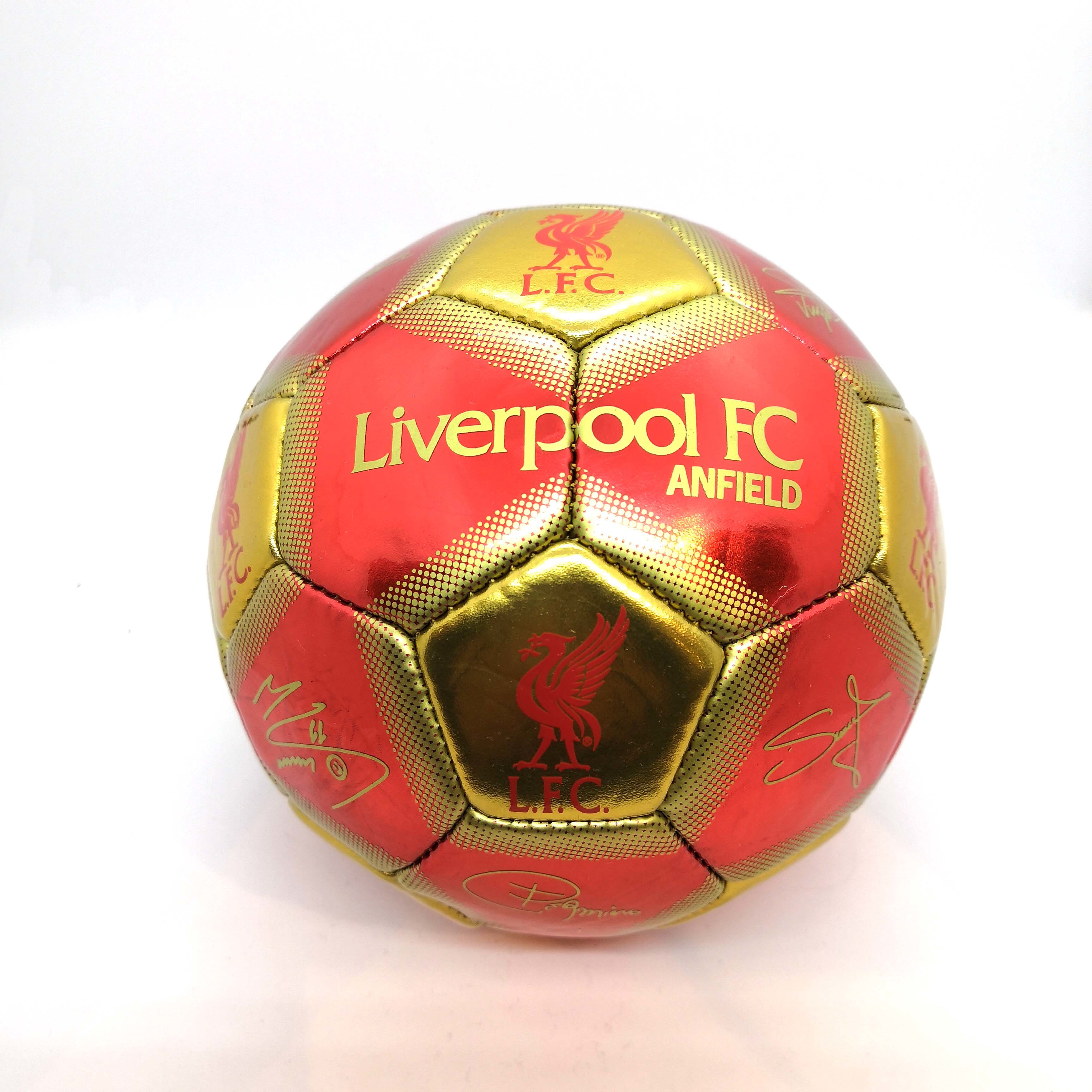 利物浦紅金色球星簽名1號足球